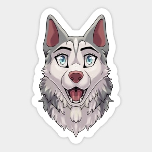 Shocked Surprised Expression Gray Husky Dog Sticker